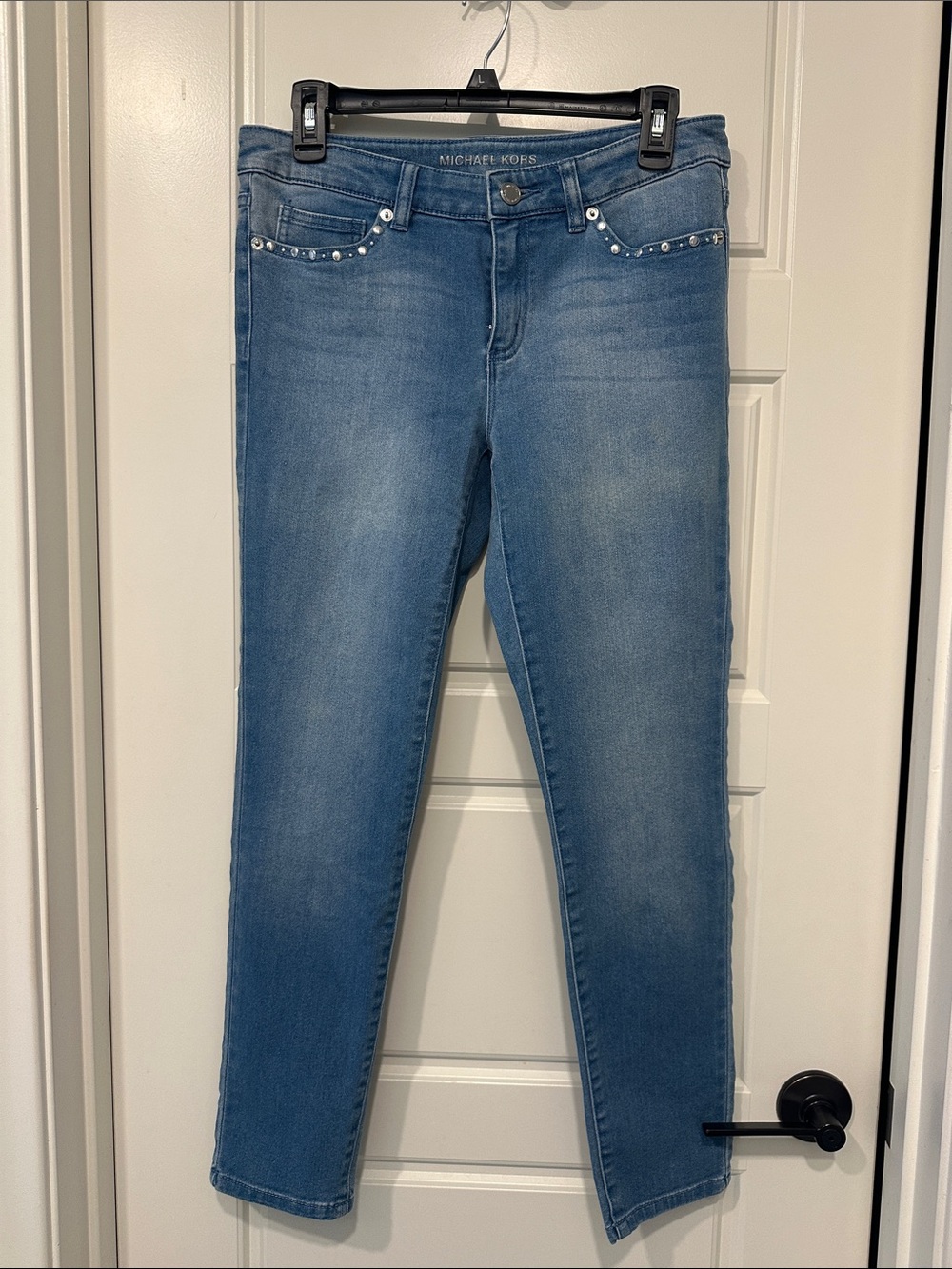 Michael Kors Light Blue Skinny Jeans with Pocket Studs